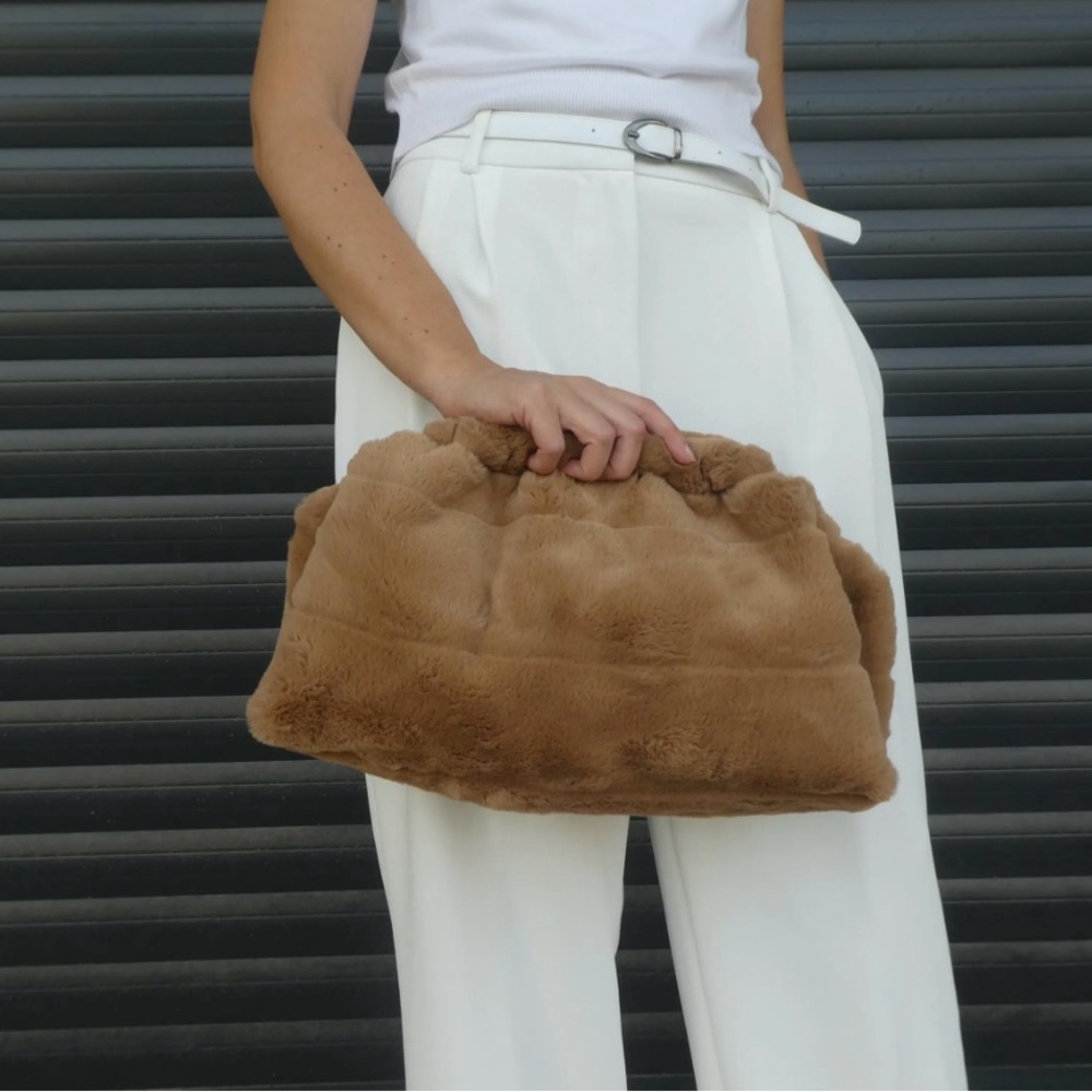 Luxurious Brown Faux Fur Clutch